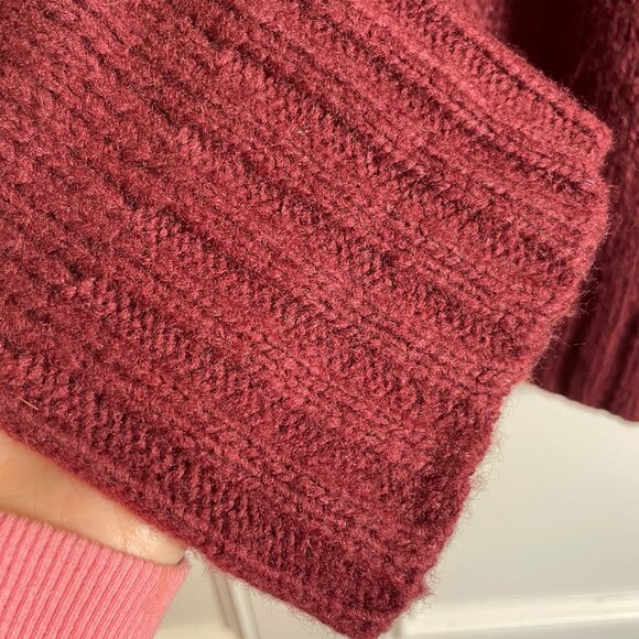 Vtg R&R Sweater LARGE Maroon Lace Up Front Wool Blend Cabincore - Picture 6 of 7